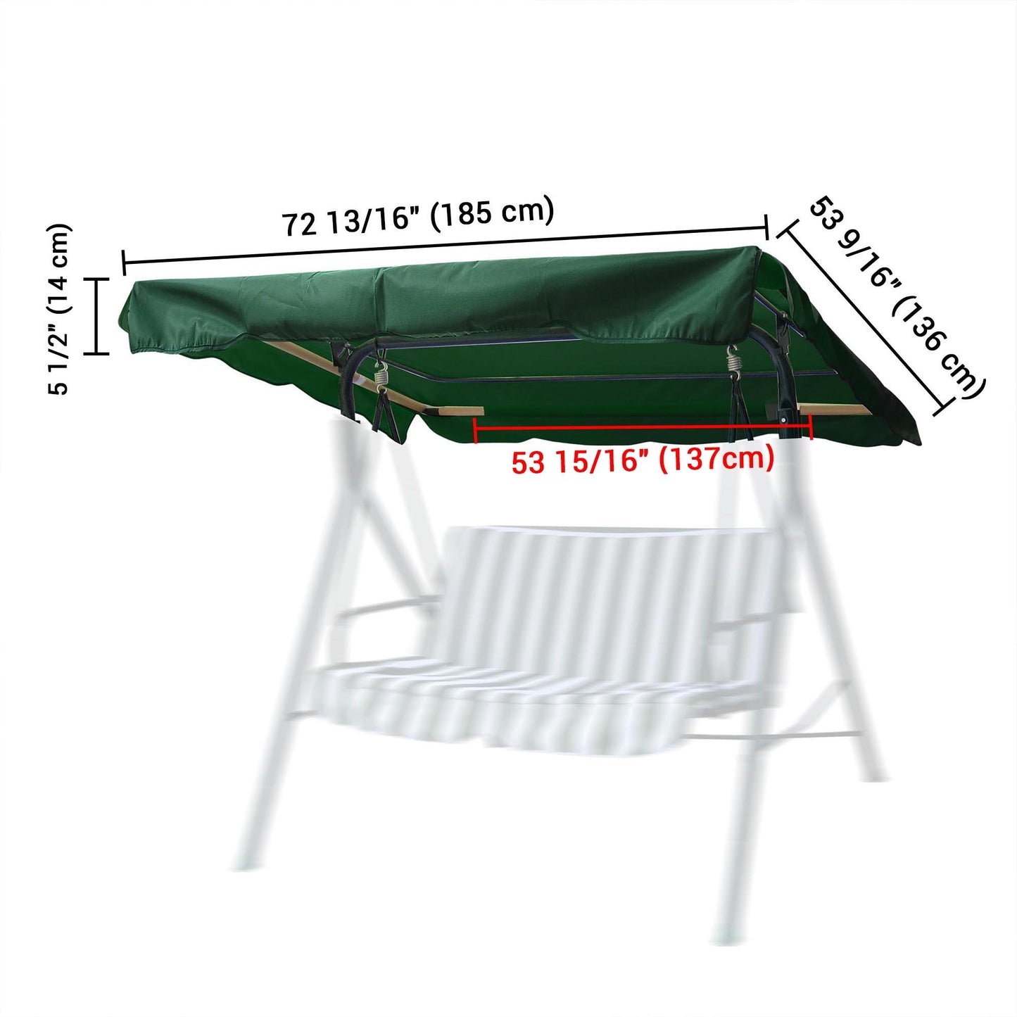 73x52in Replacement Swing Canopy Green