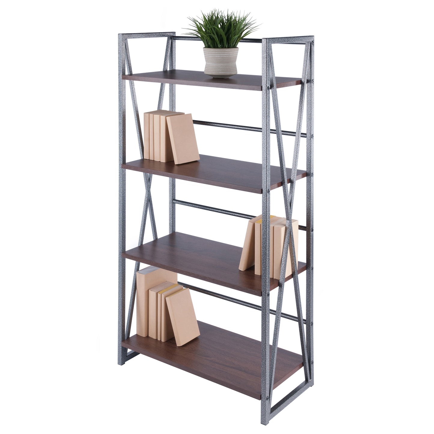 Isa 4-Tier Shelf; Graphite & Walnut