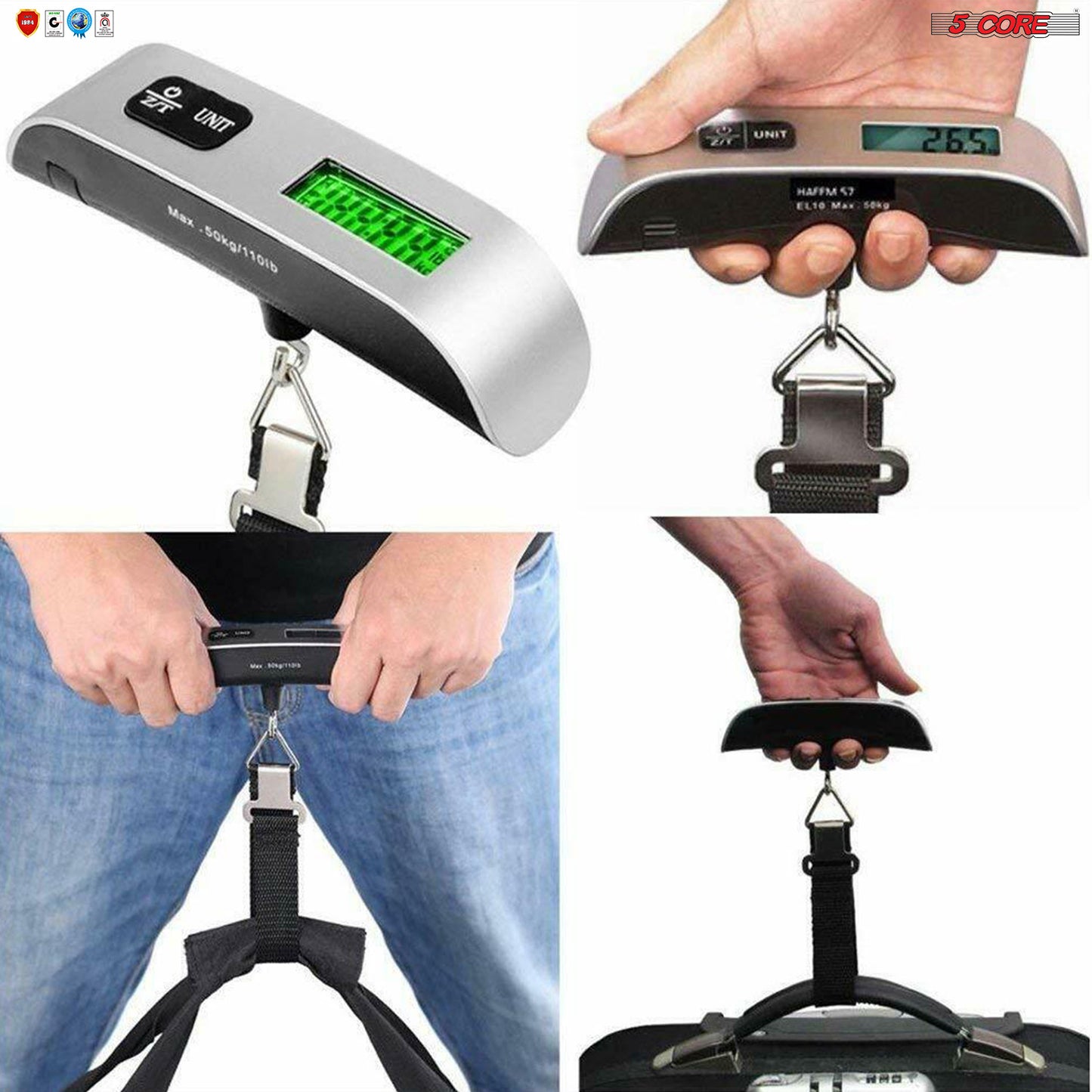 5Core 2 Pack Portable Travel LCD Digital Hanging Luggage Scale Electronic Weight 110lb LSS-004 2pcs