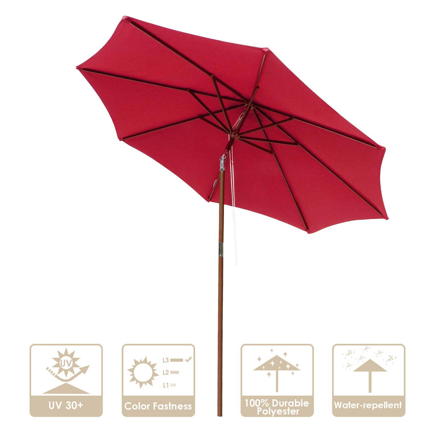 9 Ft Wooden Umbrella