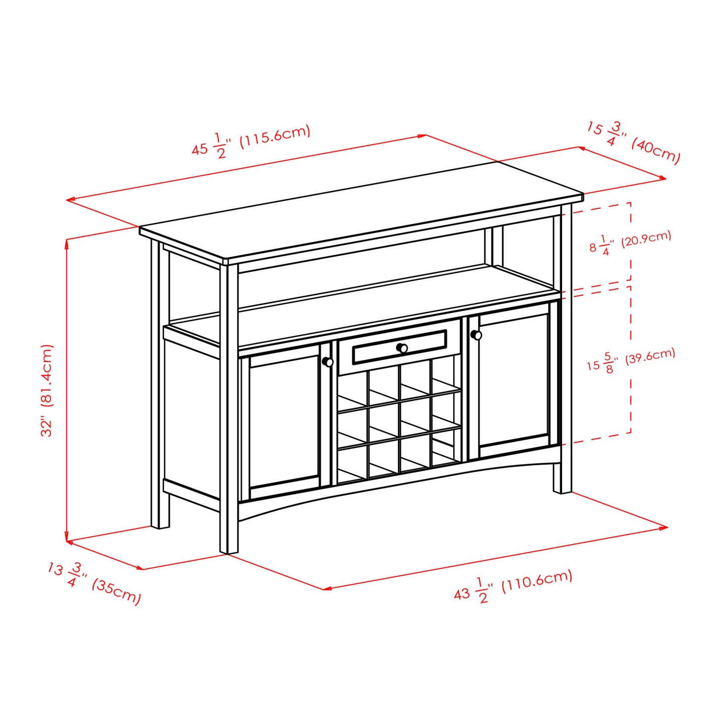 Colby Buffet Cabinet; Walnut