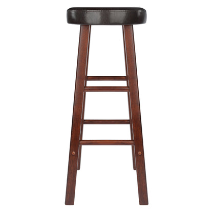 Maria 2-Pc Cushion Seat Bar Stool Set; Espresso & Walnut