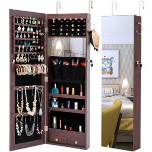 LED Lights Jewelry Storage Mirror Cabinet