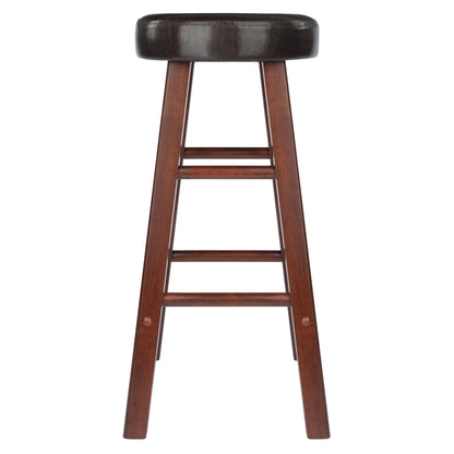 Maria 2-Pc Cushion Seat Counter Stool Set; Espresso & Walnut