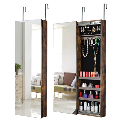 Full Mirror Jewelry Storage Cabinet With with Slide Rail Can Be Hung On The Door Or Wall