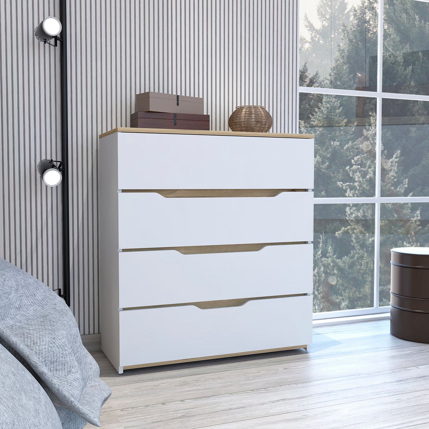 California Drawer Dresser; Four Spacious Drawers; Superior Top