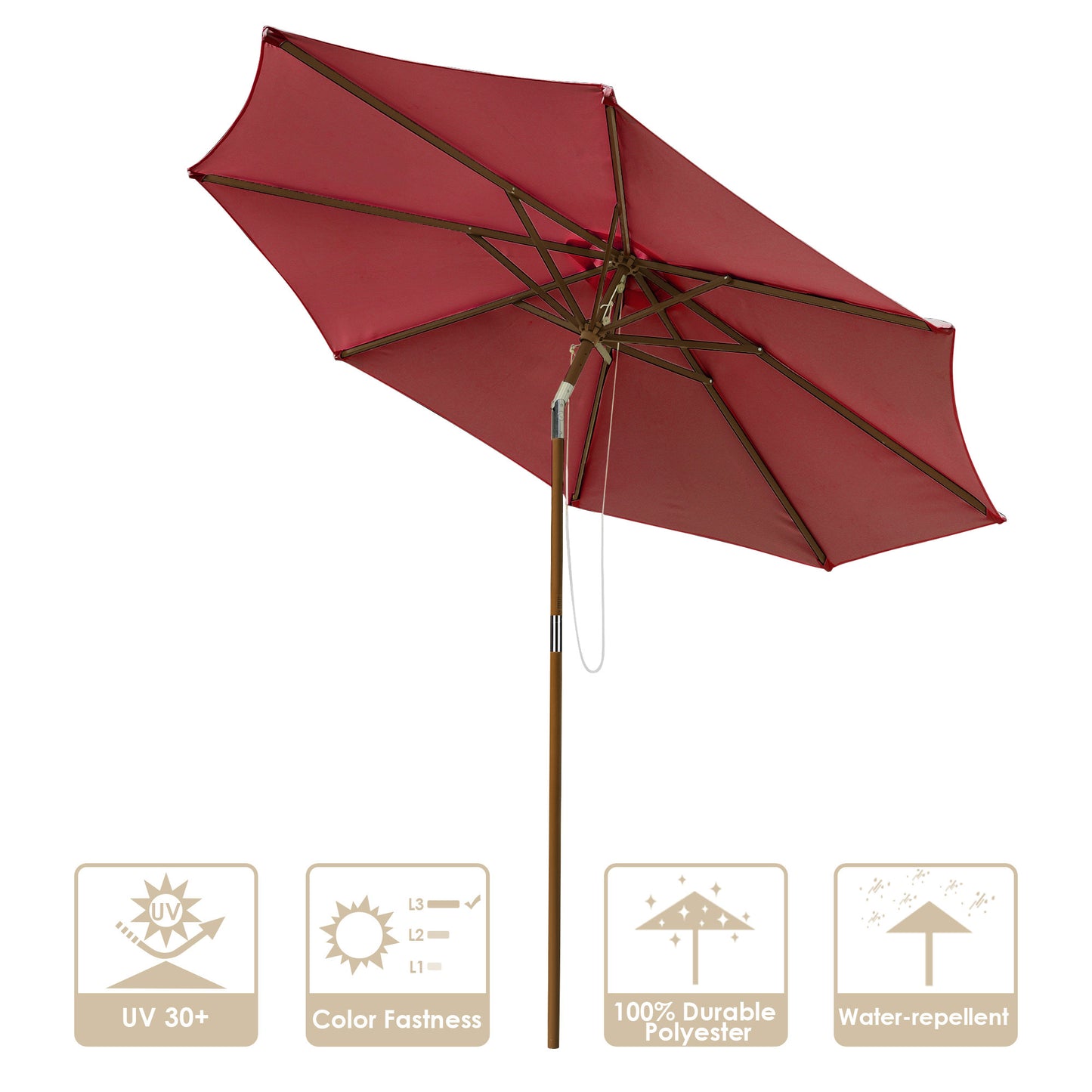 9 Ft Wooden Umbrella