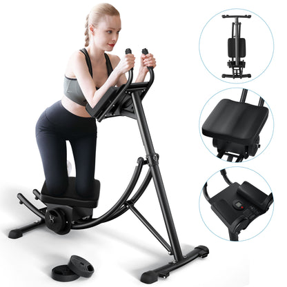 440LBS Deluxe ab machine Folding abdominal crunch coaster Max ab workout equipment for home workouts with Kettlebell style resistance block; Abdominal/Core Fitness Equipment for Home Gym