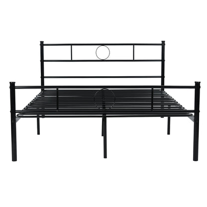 Metal Double Bed/Metal Platform Bed Frame/Foundation with HeadBoard & Footboard, NO Mattress