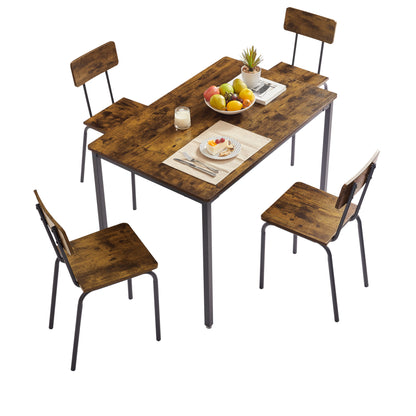 Dining Table Set 5-Piece Dining Chair with Backrest; Industrial style; Sturdy construction(Rustic Brown; 43.31''L*27.56''W*30.32''H)