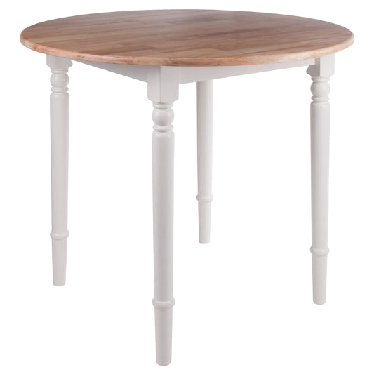 Sorella Round Drop Leaf Table; Natural and White