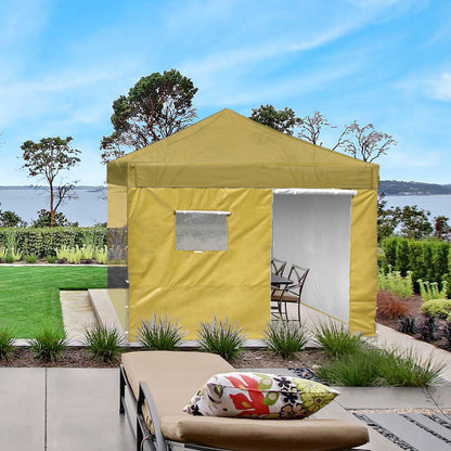10x10ft EZ Canopy Gazebo Silver Coated Side Wall With Windows & Door/Mineral Yellow