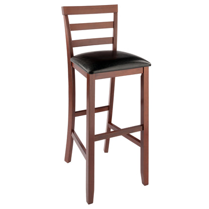 Simone Cushion Ladder-back Seat Bar Stools; 2-Pc Set; Black & Walnut