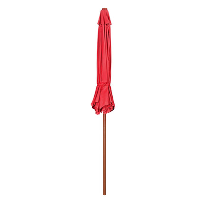 9 Ft Wooden Umbrella Red