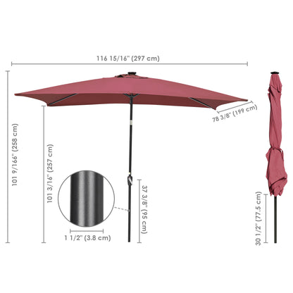 10x6ft Alu 6LED Strip Umbrella Terra